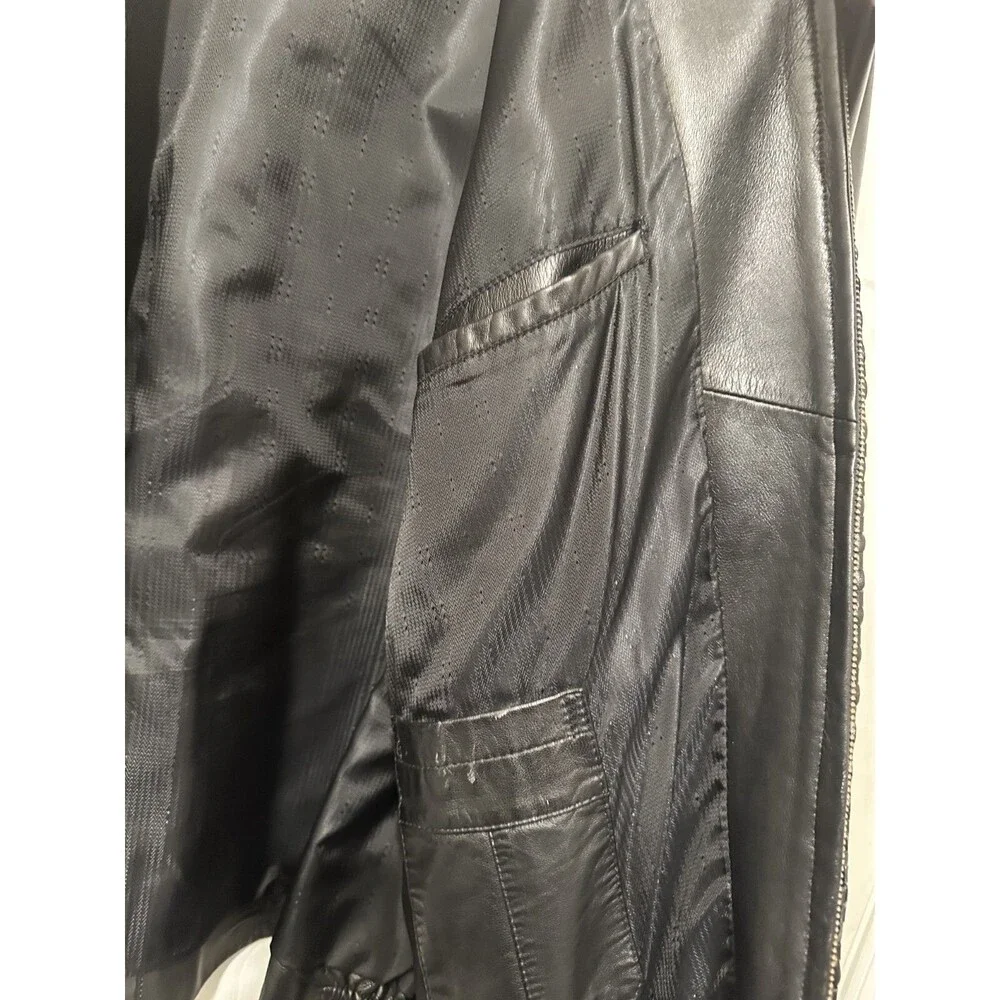 WOW Missani Le Collezioni of Italy Contrast Trim Soft Lambskin Leather Jacket XL